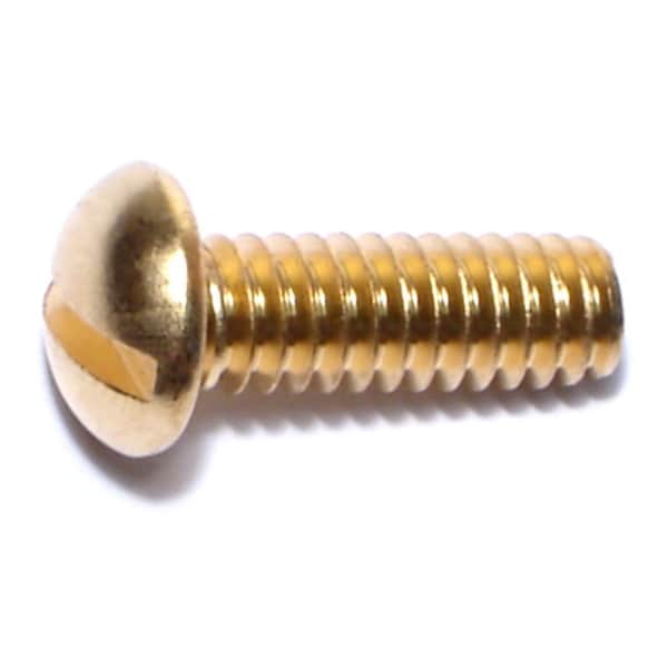 Midwest Fastener 1/4"-20 x 3/4 in Slotted Round Machine Screw, Plain Brass, 15 PK 61042 - main